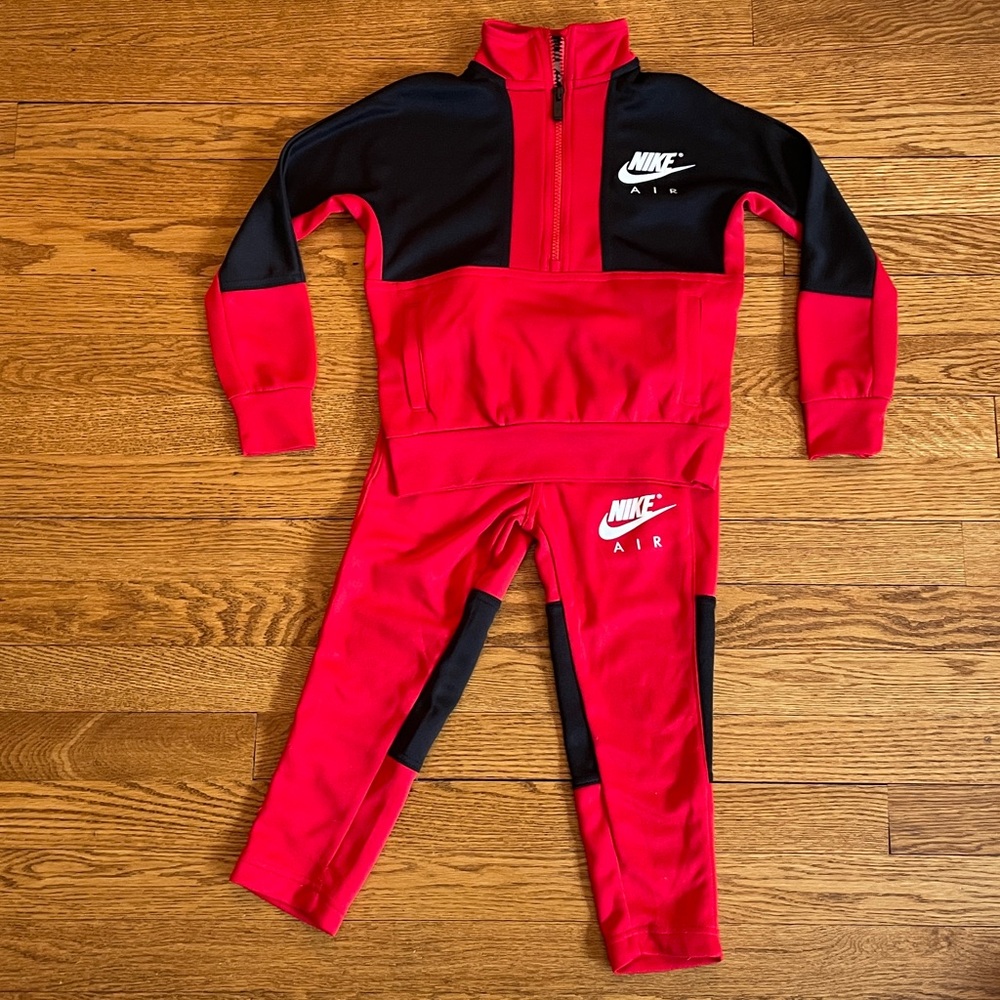 Nike Air Red and Black Kids Tracksuit, Size 4, XS